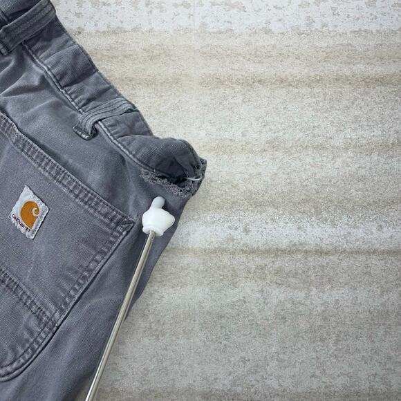 Vintage 90s Carhartt Carpenter Pants 36x30 Light Grey Relaxed Fit Dungarees - Picture 5 of 6